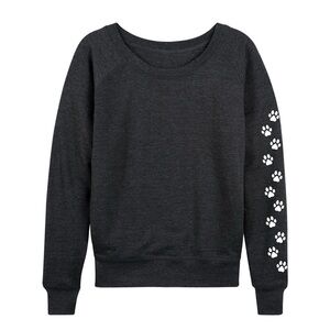 Women's Paw Prints Sleeve French Terry Long Sleeve Tee